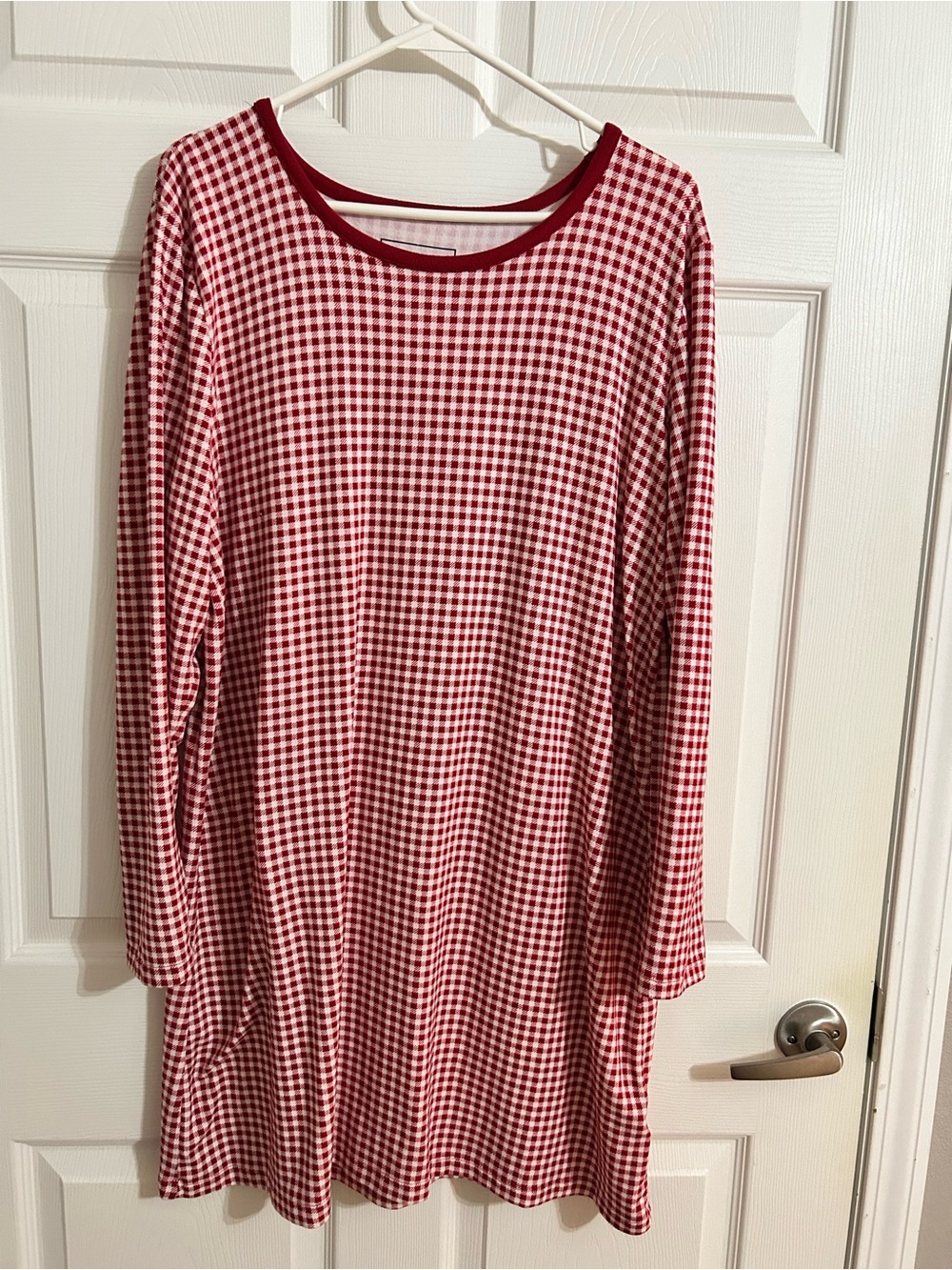 Charter Club Red Gingham Long-Sleeve Nightshirt